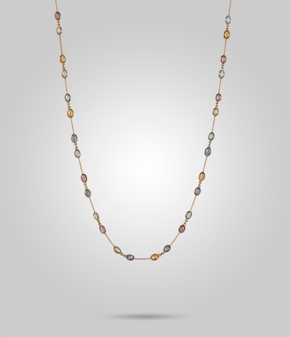Gemstone shimmer link necklace